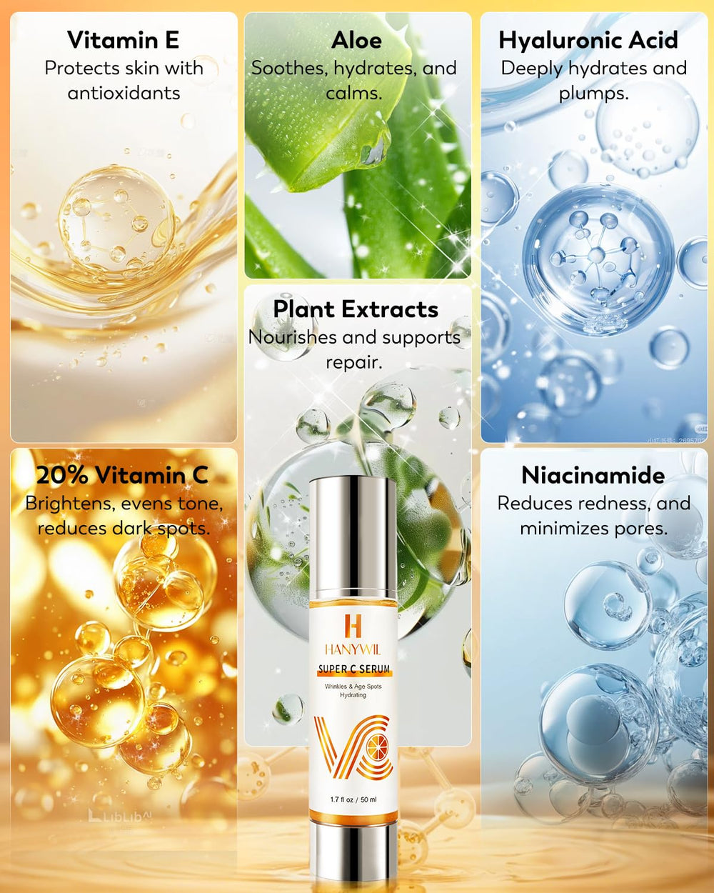 HANYWIL Suero Vitamina C 20% para piel madura y cuidado diario