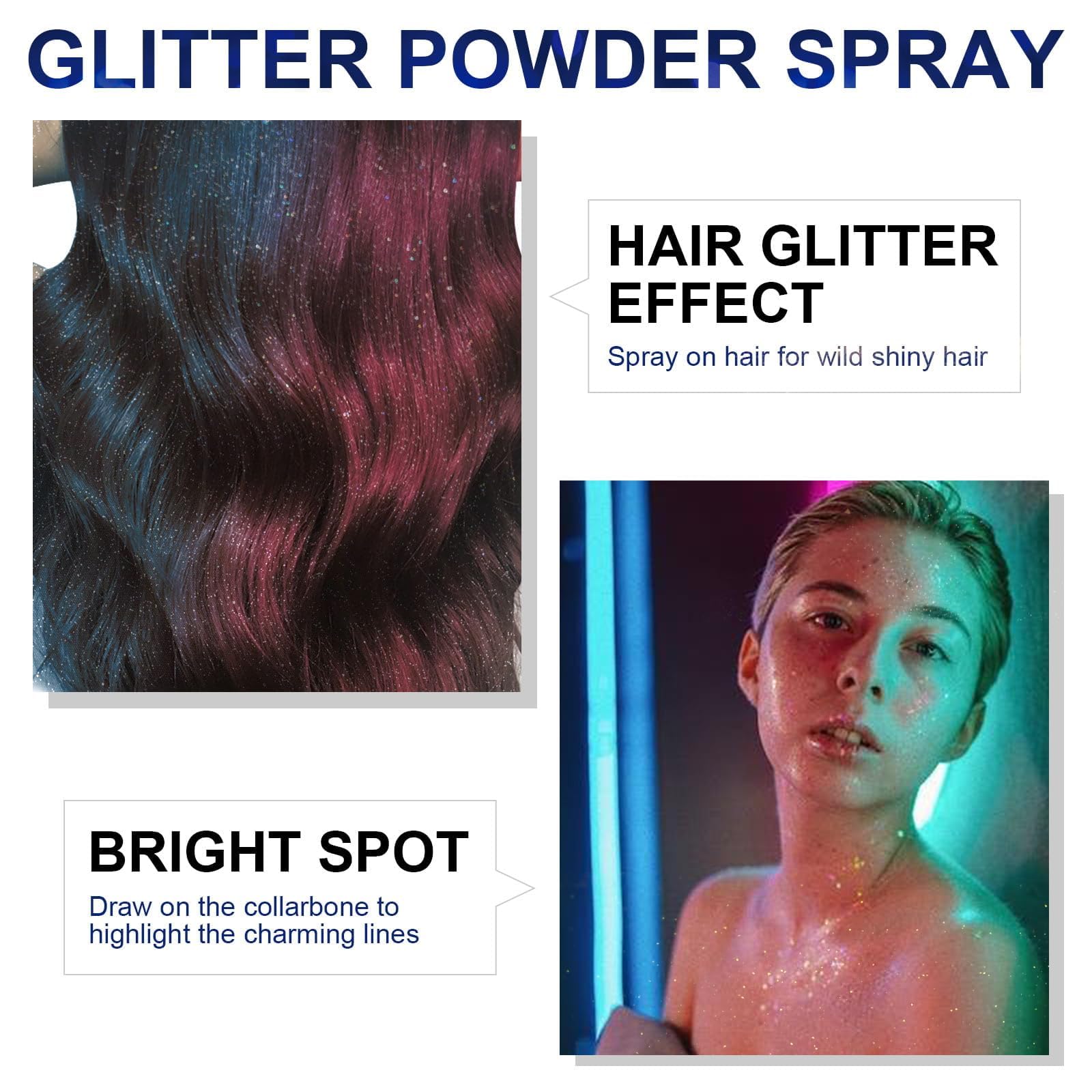 HANYWIL spray purpurina en cabello, destellos y secado rápido.