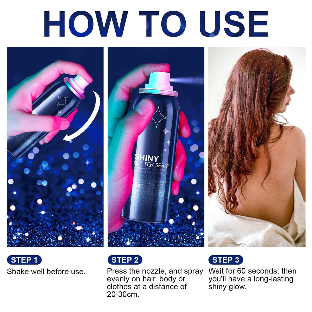 HANYWIL spray purpurina con secado rapido para pelo y piel.