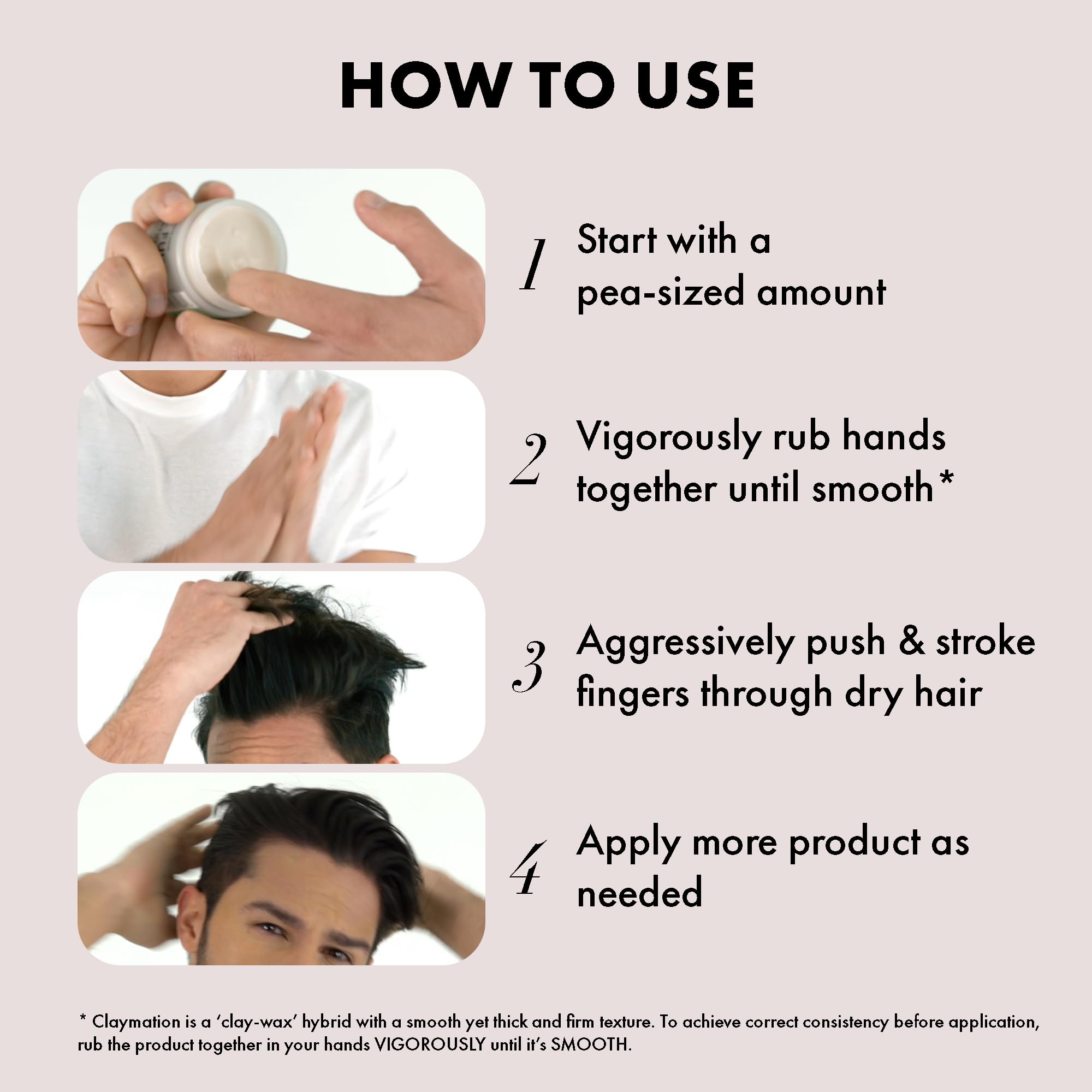 Hanz de Fuko Claymation high hold captures secure style on thick or straight hair.