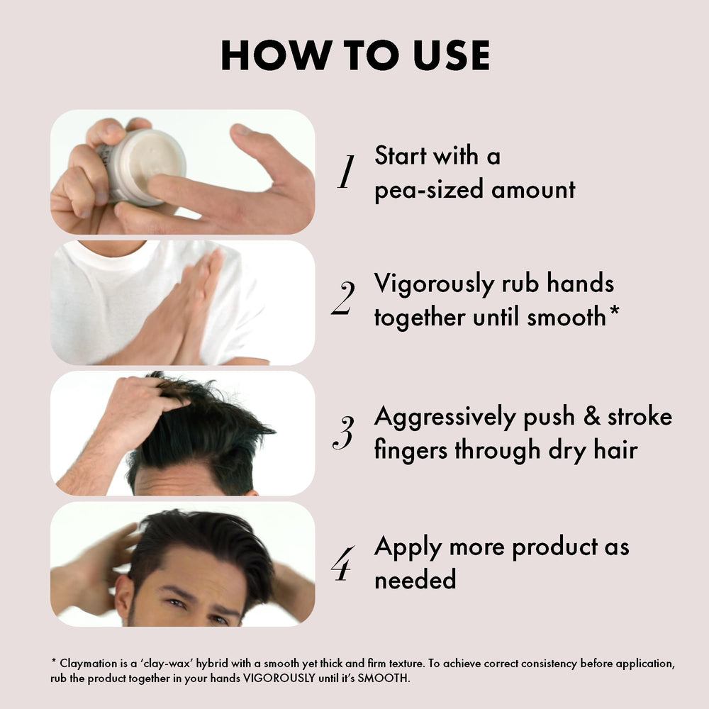 Hanz de Fuko Claymation high hold captures secure style on thick or straight hair.