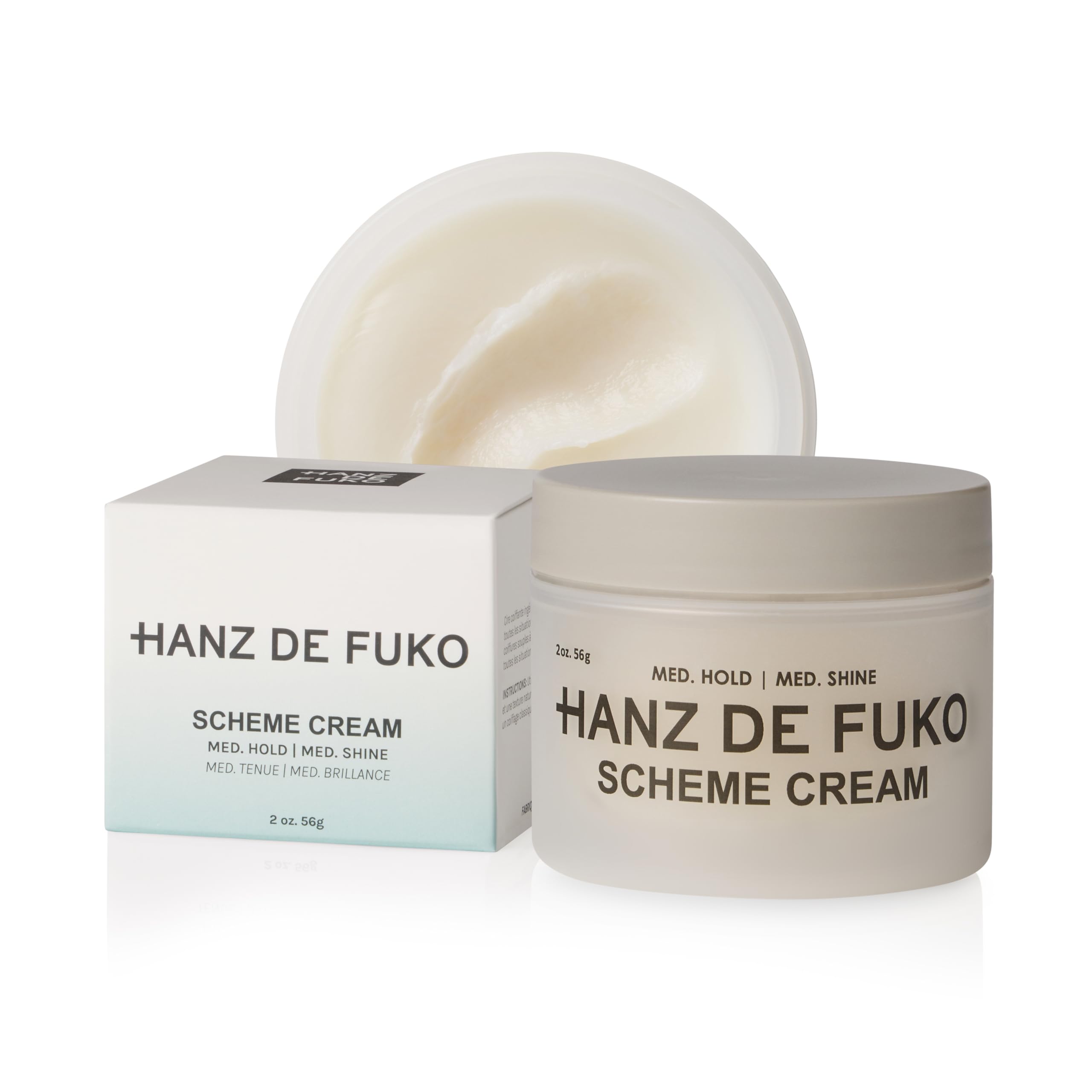 Hanz de Fuko Scheme Cream bottle for premium medium-hold styling.