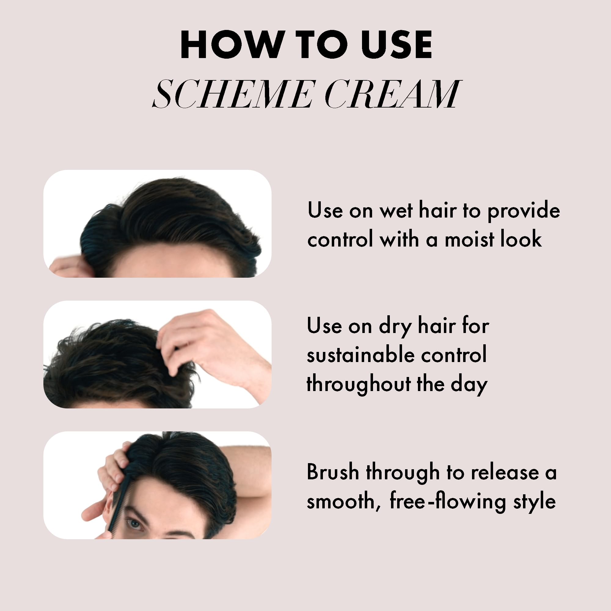 Dry-hair styling delivers lasting shape and light sheen.