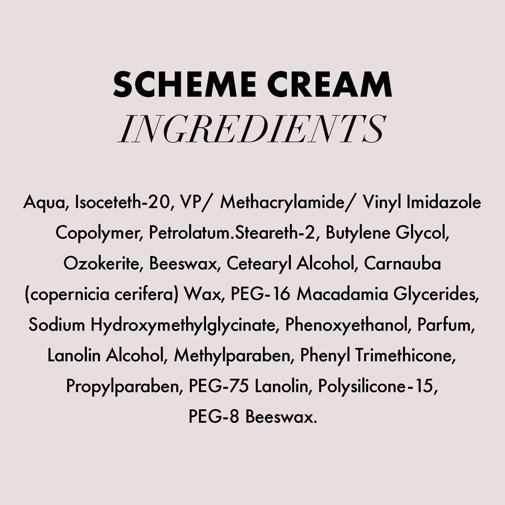 All hair types benefit from Scheme Cream's versatile finish.