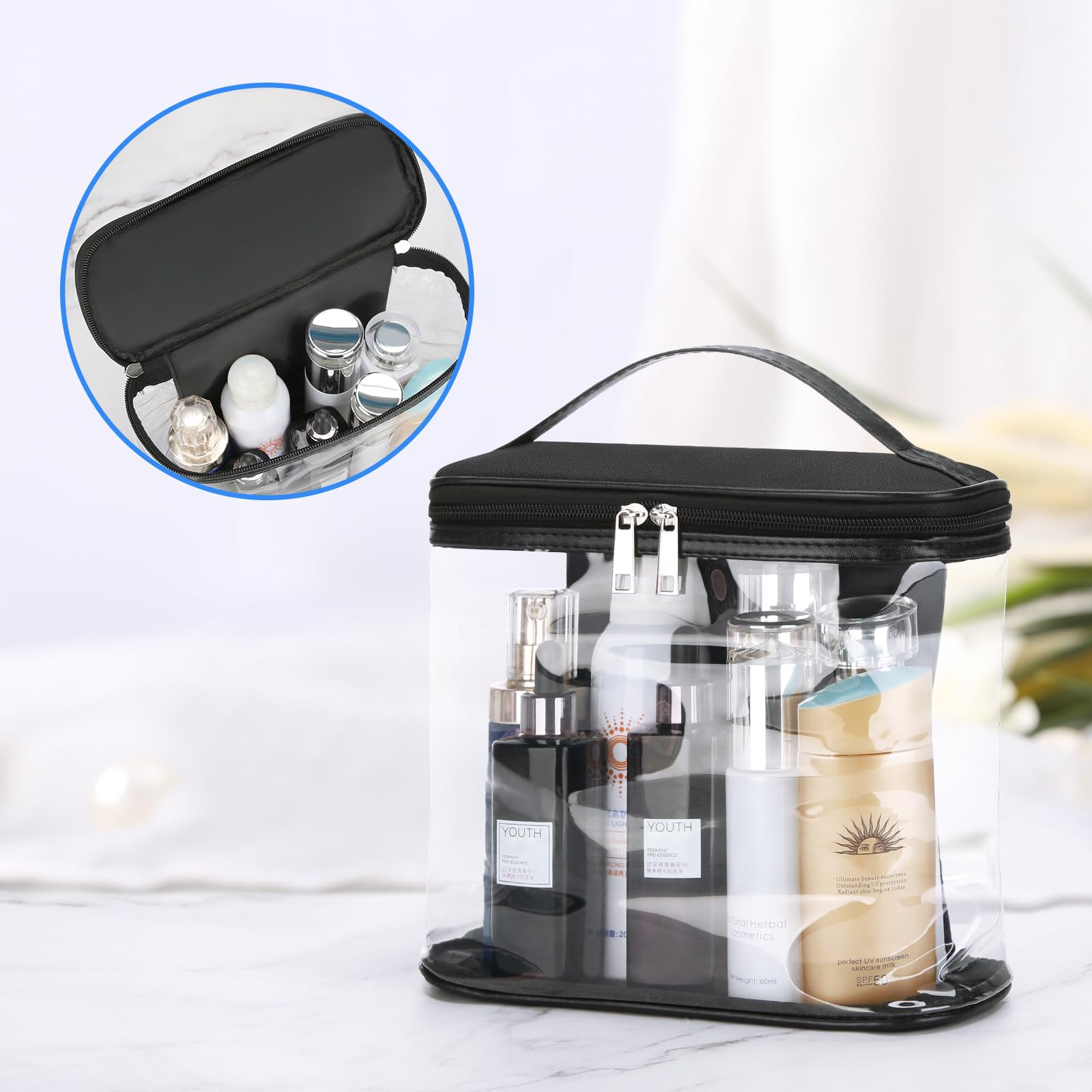 HAOGUAGUA heavy-duty bag in translucent material helps prevent leaks during travel.