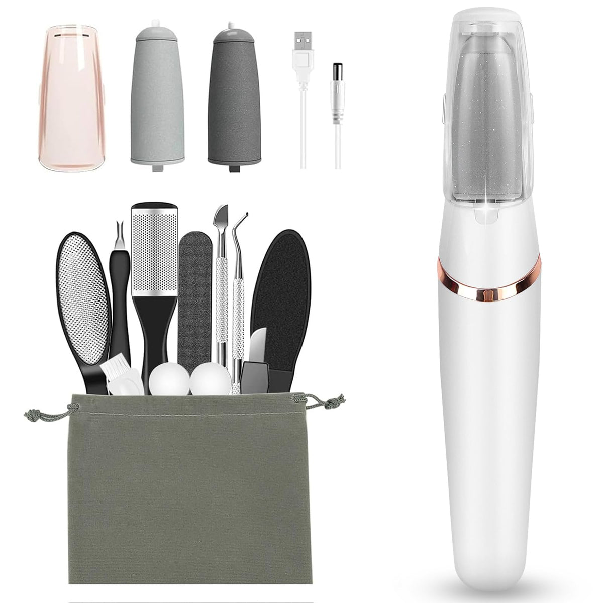 Haootadiy electric foot callus remover in unboxing view for at-home care