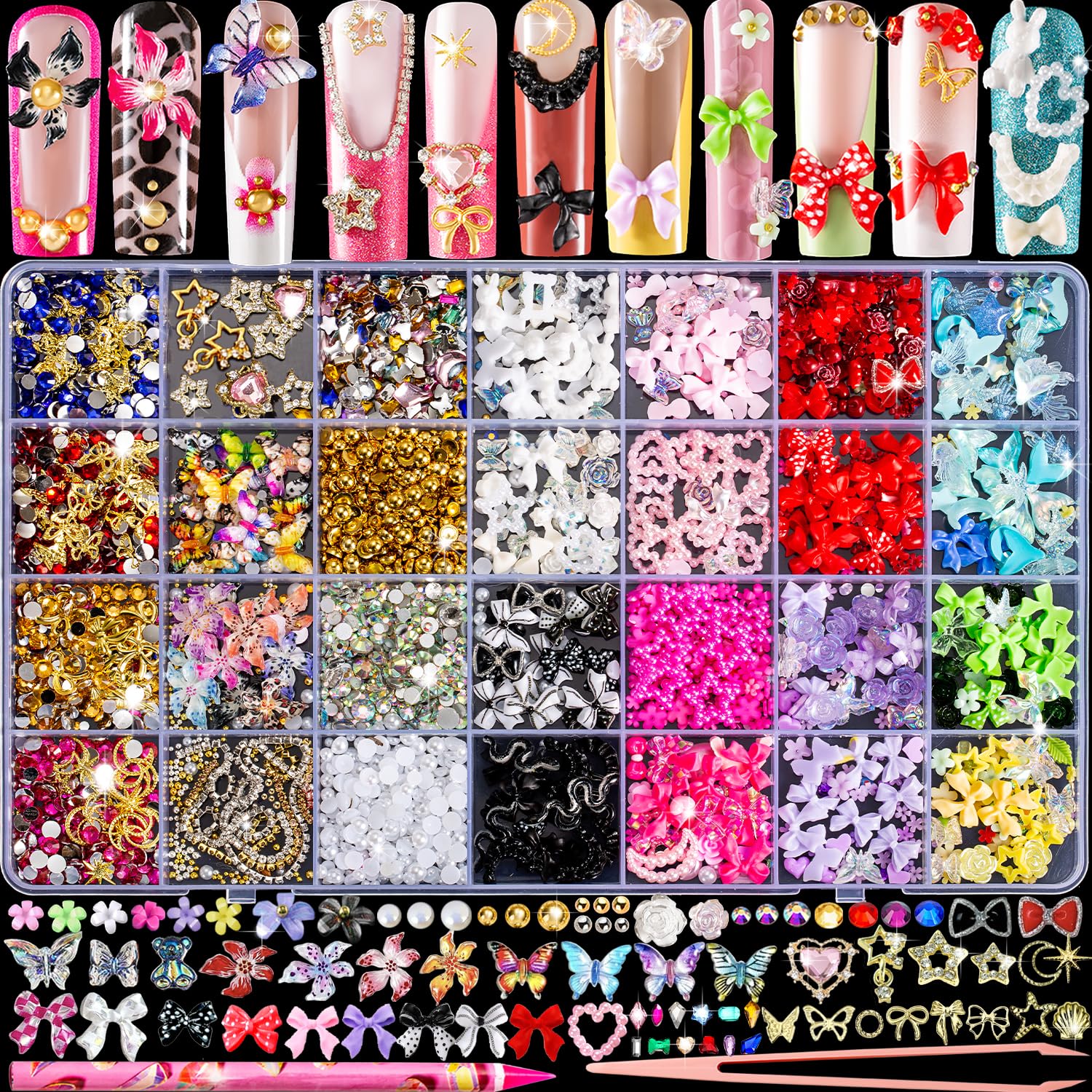 haozher adorno uñas mariposas-lazos 3D, ideal para acentos elegantes en manicura