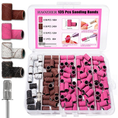 Haozher nail drill bits 135pcs set in compact organizer for easy storage.
