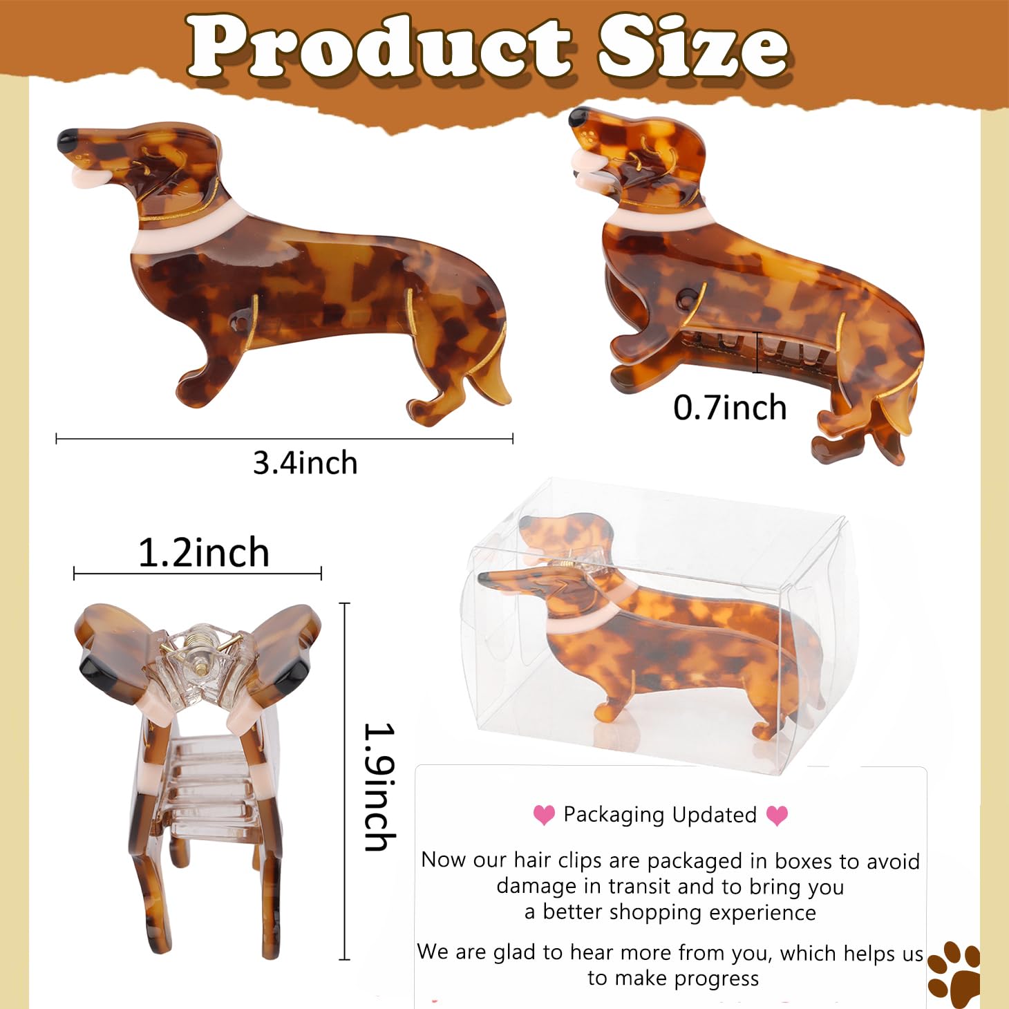 Hapdoo dachshund shape hair clip on hair.