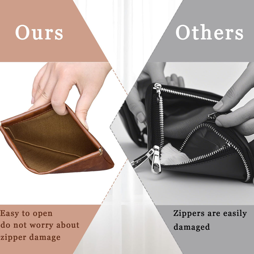 Hapforever waterproof PU leather texture on brown pouchic for easy cleaning