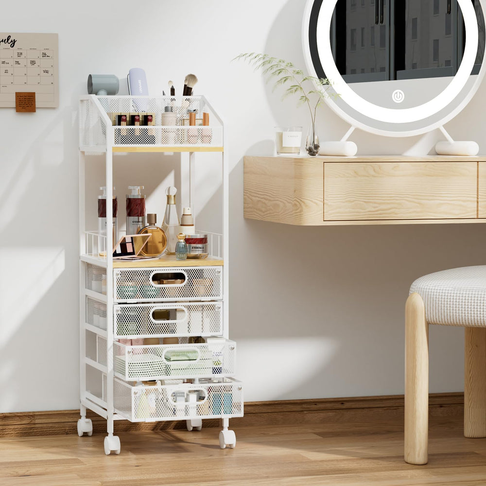 HapiRm makeup organizer with large drawers stores sunglasses and creams