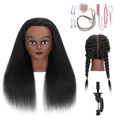 HAPOWELL 16-inch real-hair mannequin head for professional braiding practice and salon-ready styling.