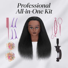 HAPOWELL mannequin head with braiding practice setup and sturdy support.