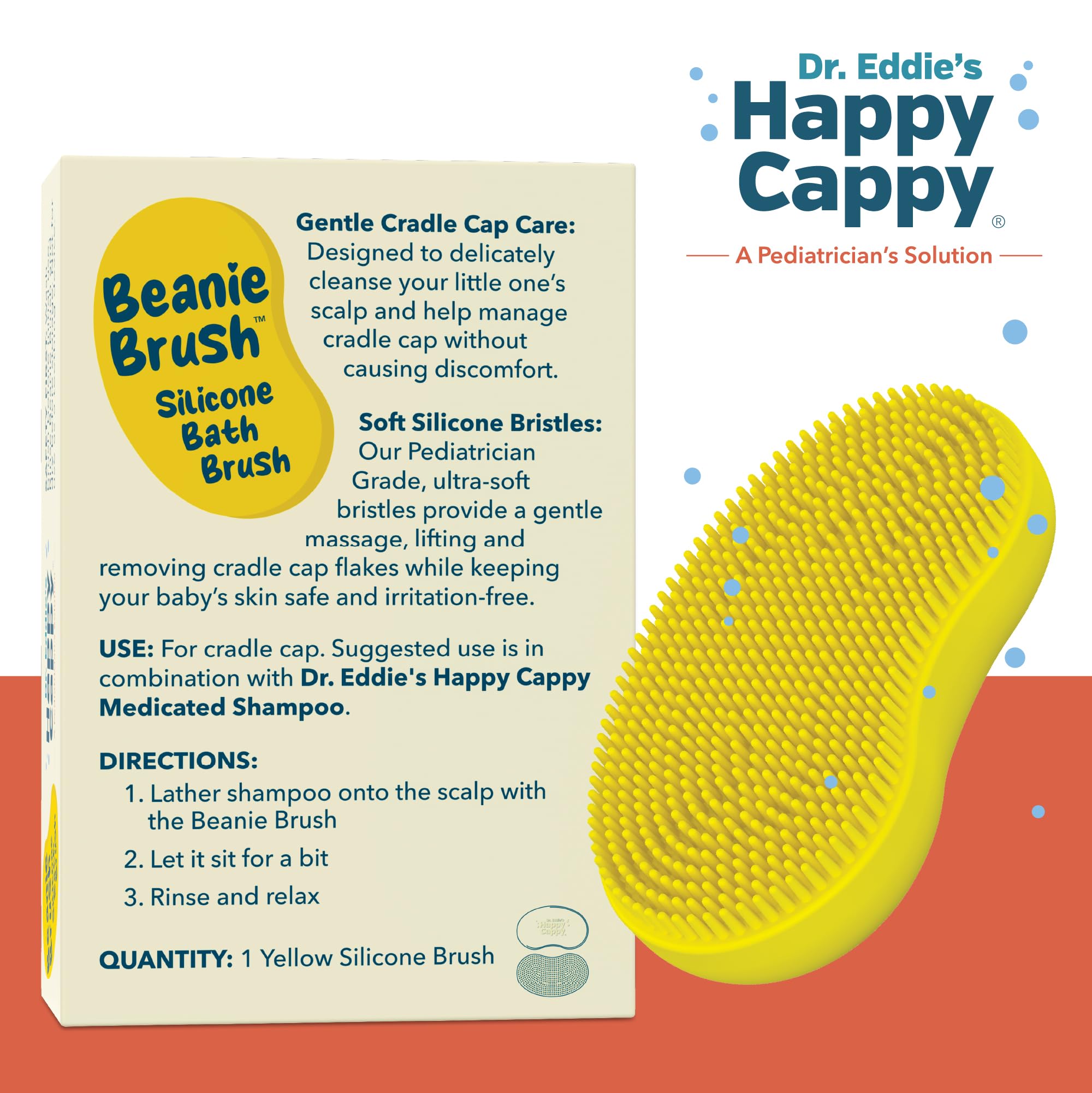 Happy Cappy Beanie Brush features a travel-friendly design for diaper bag use.