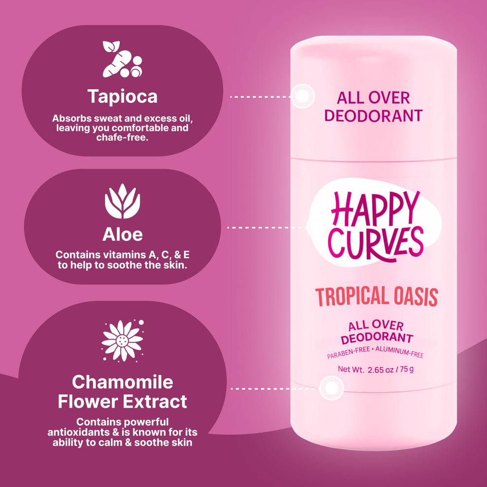 Aplicación suave de HAPPY CURVES desodorante cuerpo entero para uso cómodo