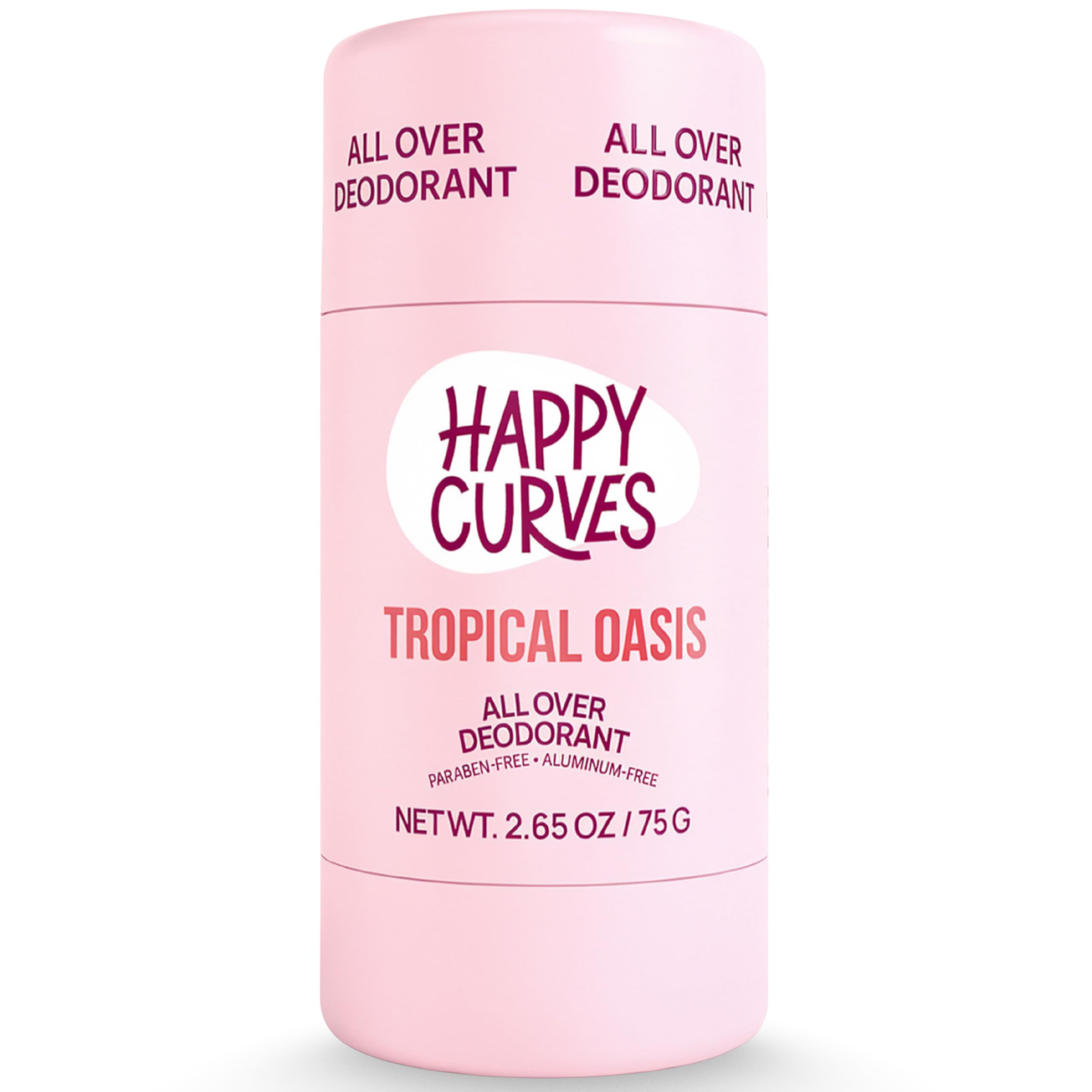 HAPPY CURVES desodorante corporal entero en botella Tropical Oasis para protección diaria