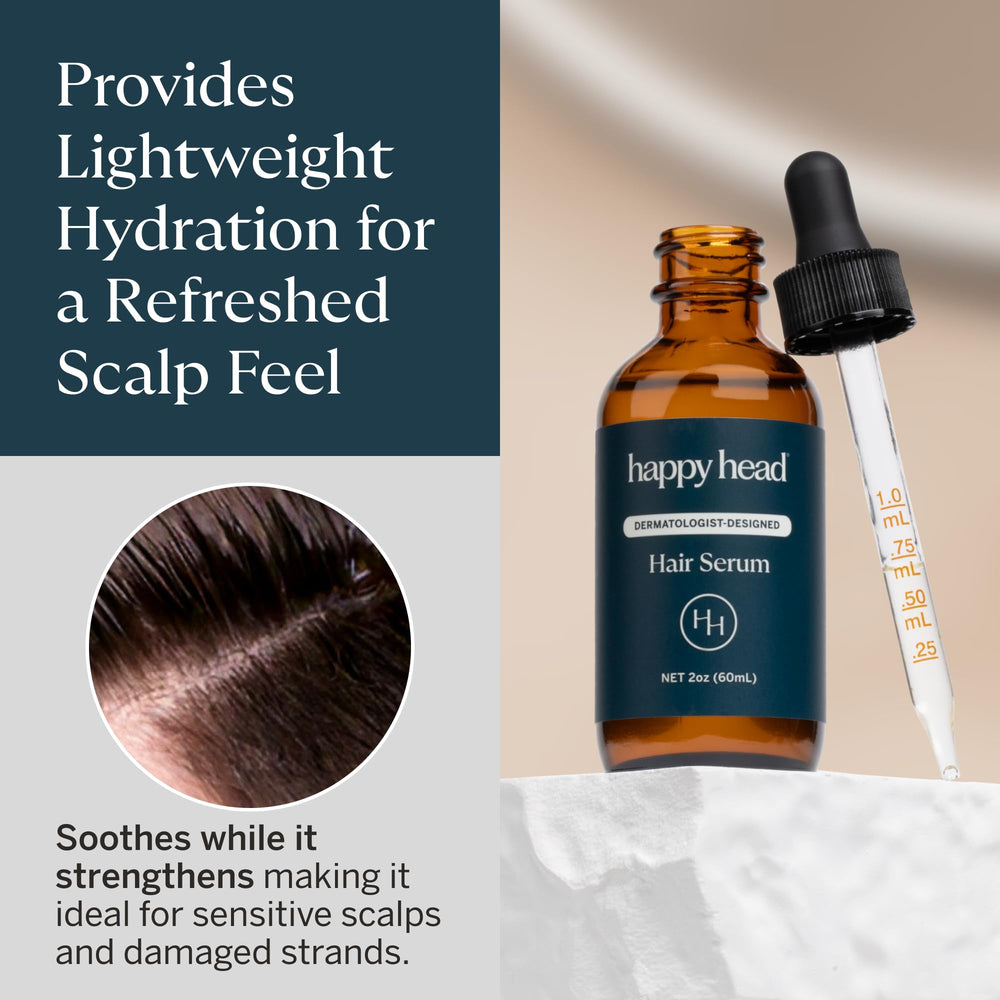 Happy Head Scalp Moisturizing Serum focusing on hydration and comfort.