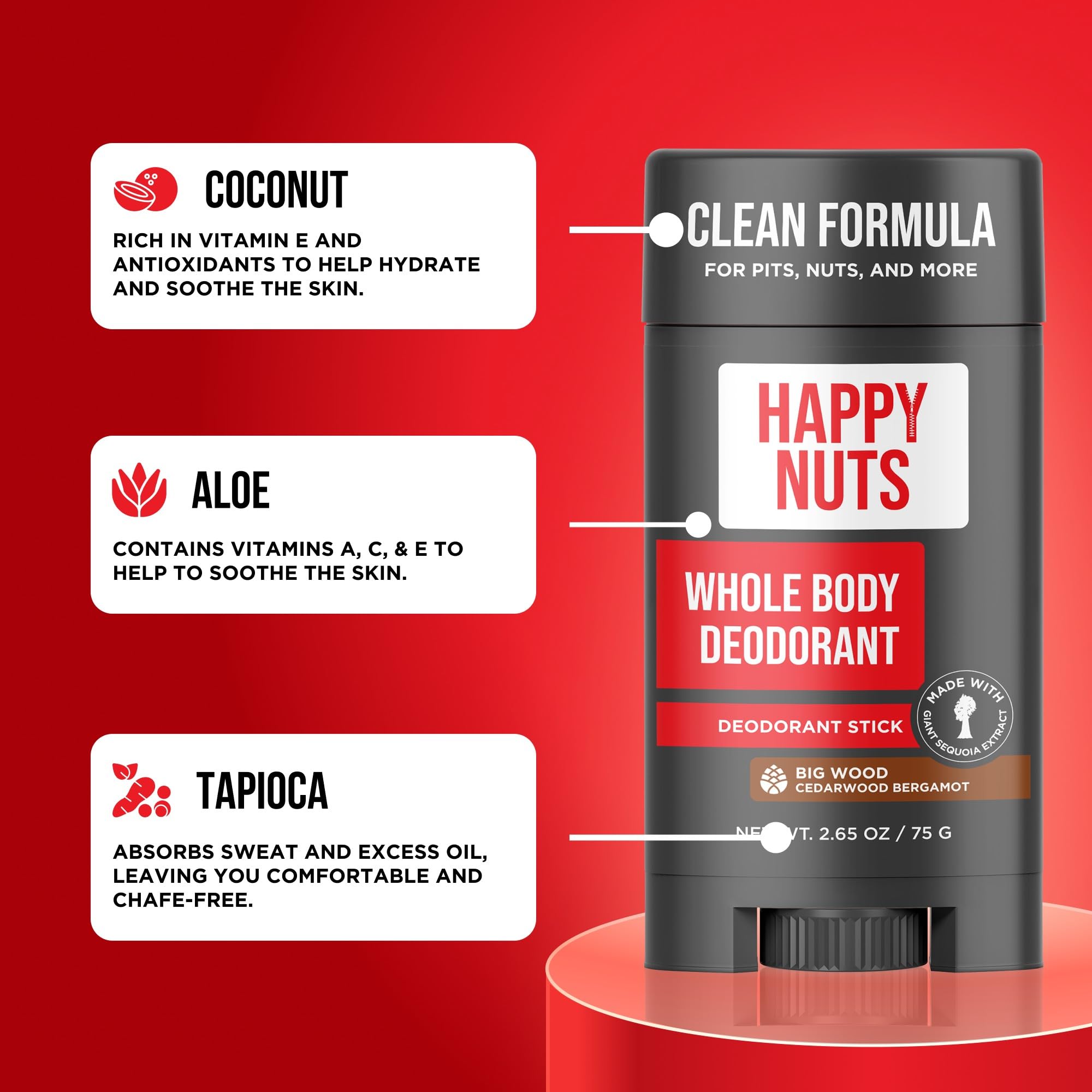 Piernas: Happy Nuts para uso integral del cuerpo.