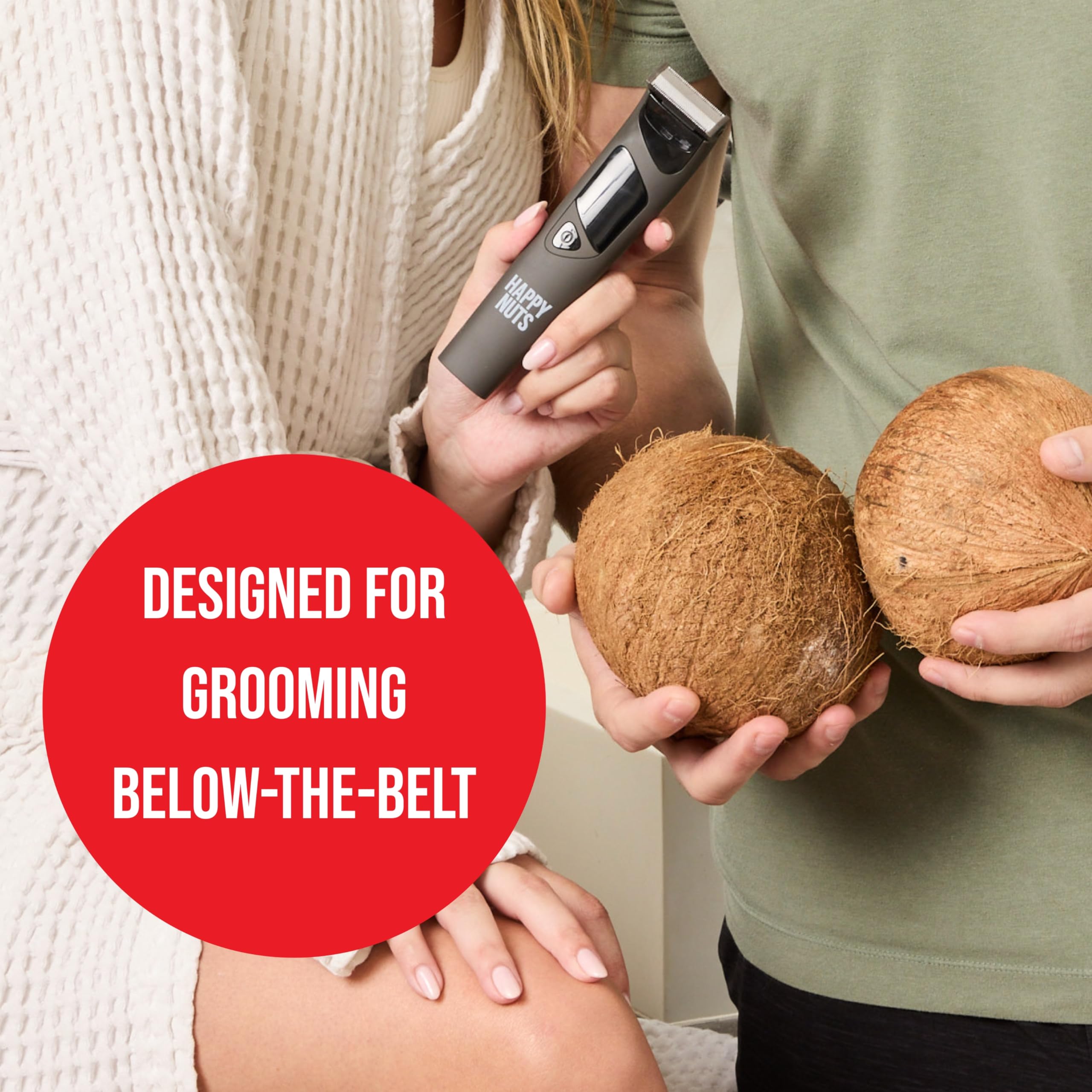 Happy Nuts Ballber Pro LED spotlight illuminates precision grooming.
