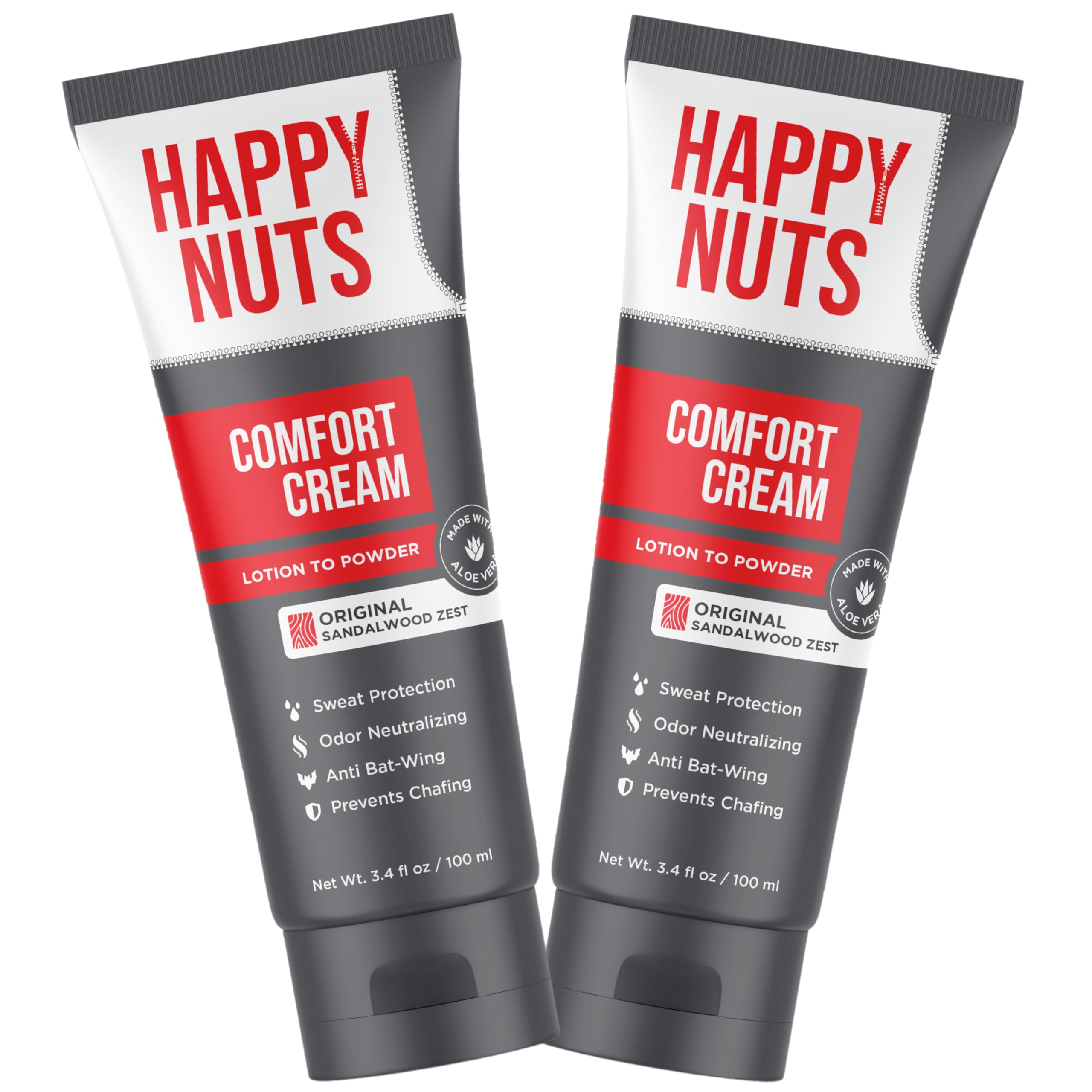 Happy Nuts Comfort Cream Deodorant bottle for easy application and protection.