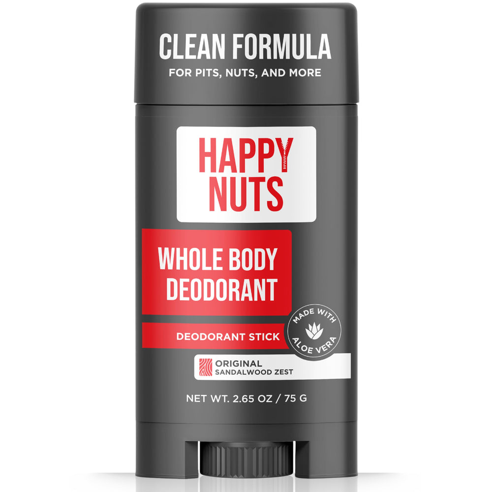 Desodorante Happy Nuts en botella, aroma madera para uso diario en todo el cuerpo
