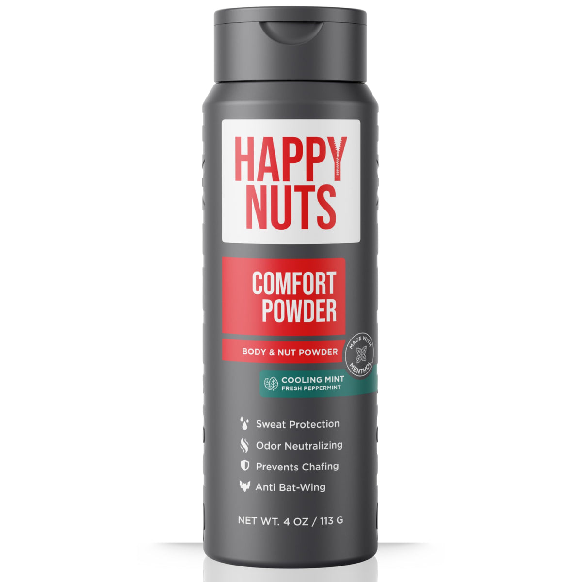 HAPPY NUTS Polvo Comfort envase para uso diario.