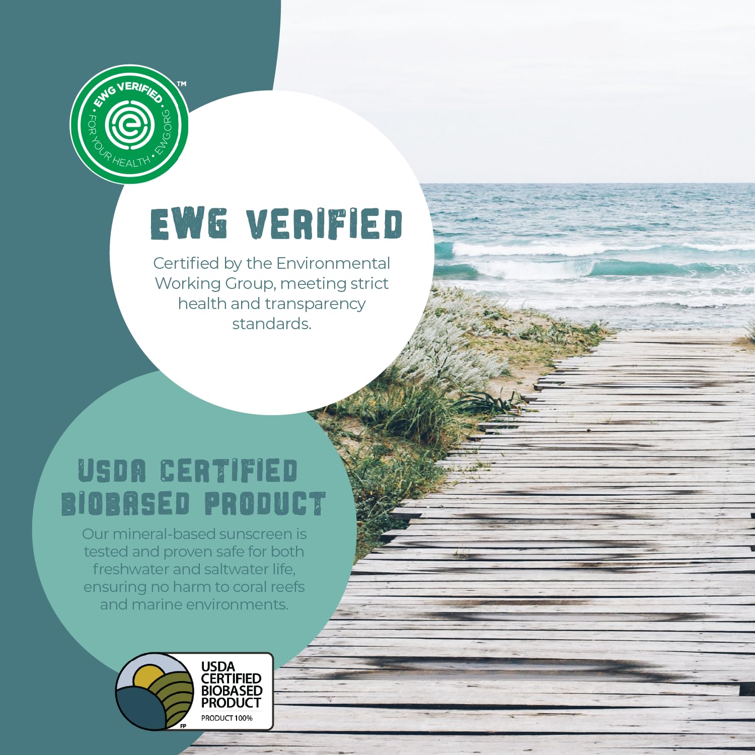 Sustainable sugarcane resin packaging of Happy Ocean sunscreen.
