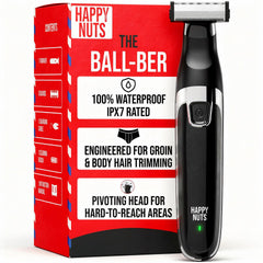 HAPPY NUTS Ballber dual-edged trimmer for precise grooming in hard-to-reach areas.