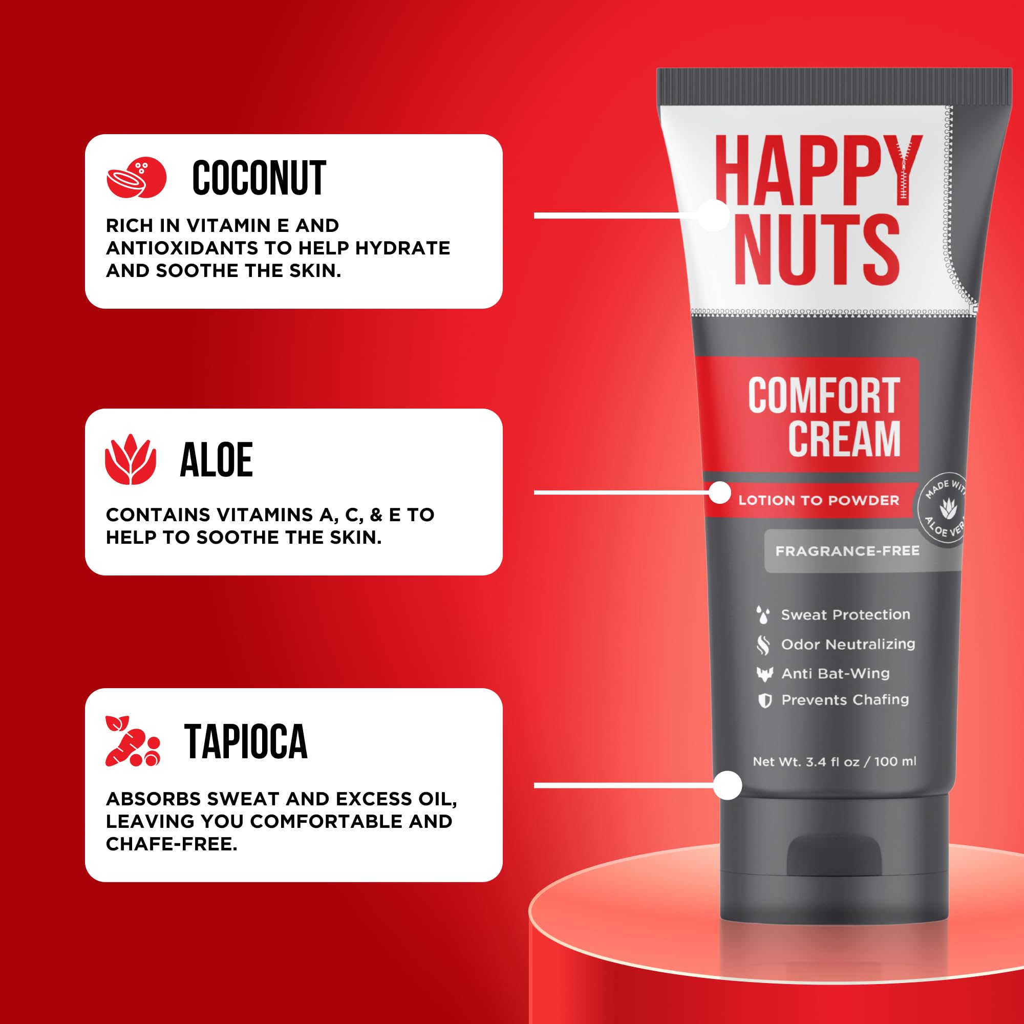 Desodorante sin fragancia de HAPPY NUTS, sensación ligera y limpia