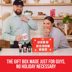 HAPPY NUTS gift set box front shows a ready-to-gift kit.