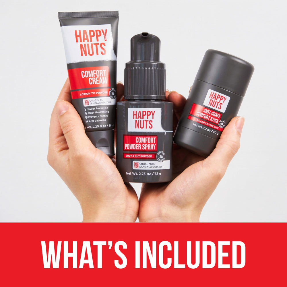 HAPPY NUTS gift set interior items laid out for easy use.