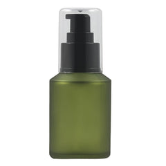 Happyupcity green glass bottle with pump in 60ml for travel-friendly skincare