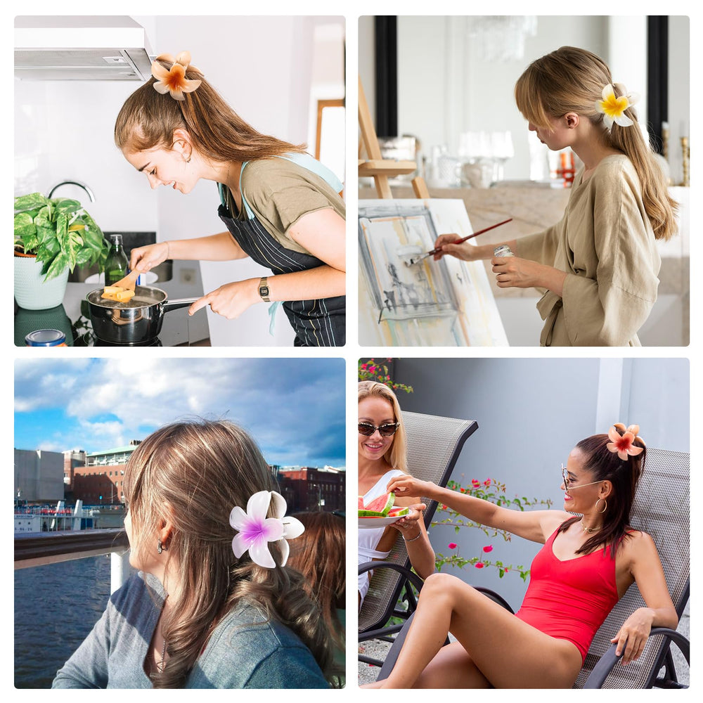 HAPTIME closeup plumeria flower clip highlights petals and durable construction