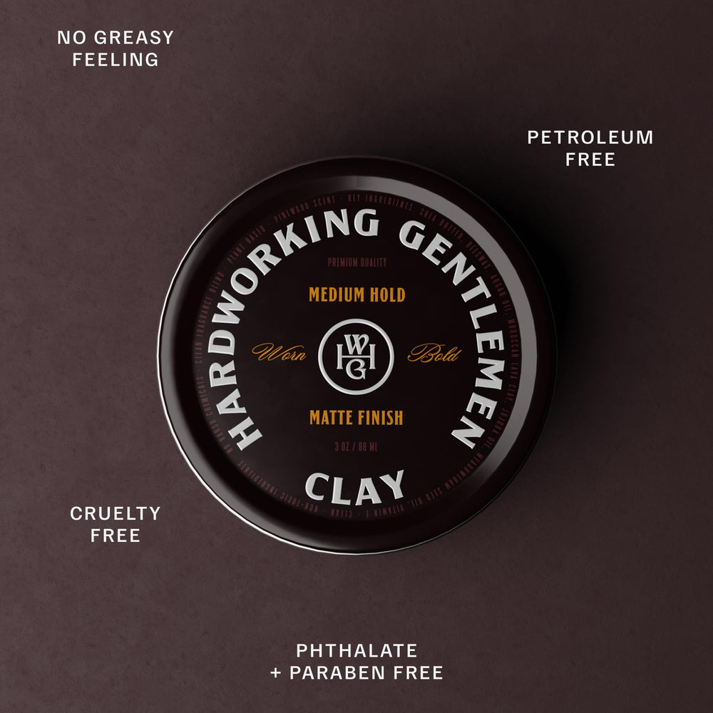 Model displaying controlled definition with Hardworking Gentlemen Hair Clay