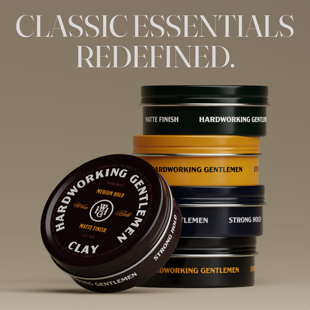 Packaging box for Hardworking Gentlemen Hair Clay, USA-made formula