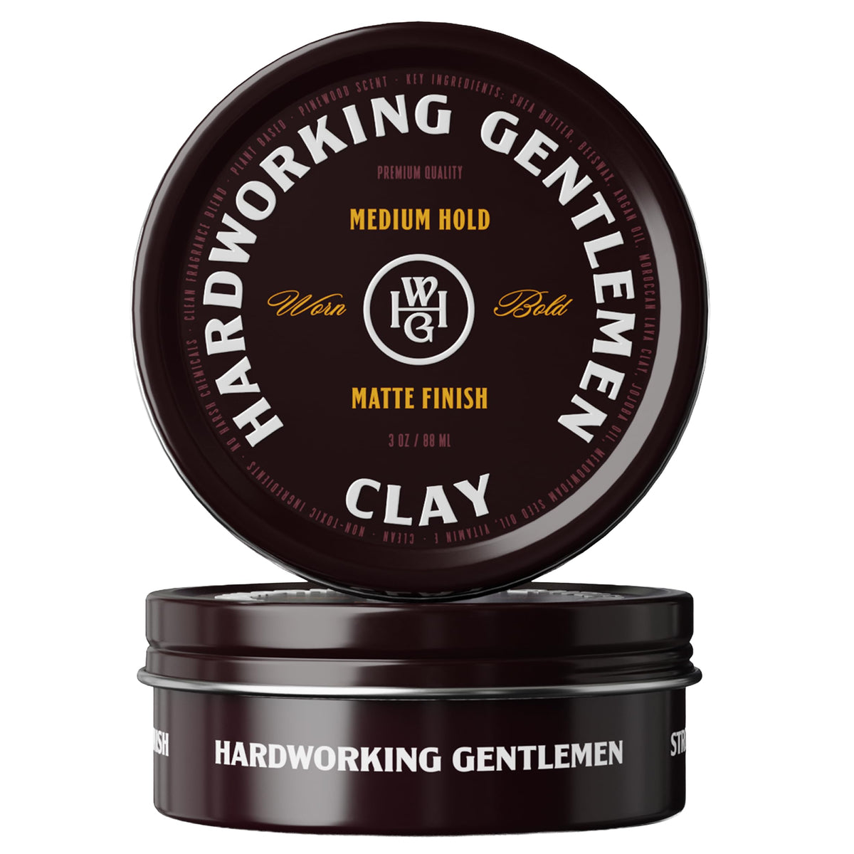 Hardworking Gentlemen Hair Clay tub front with medium hold and matte finish
