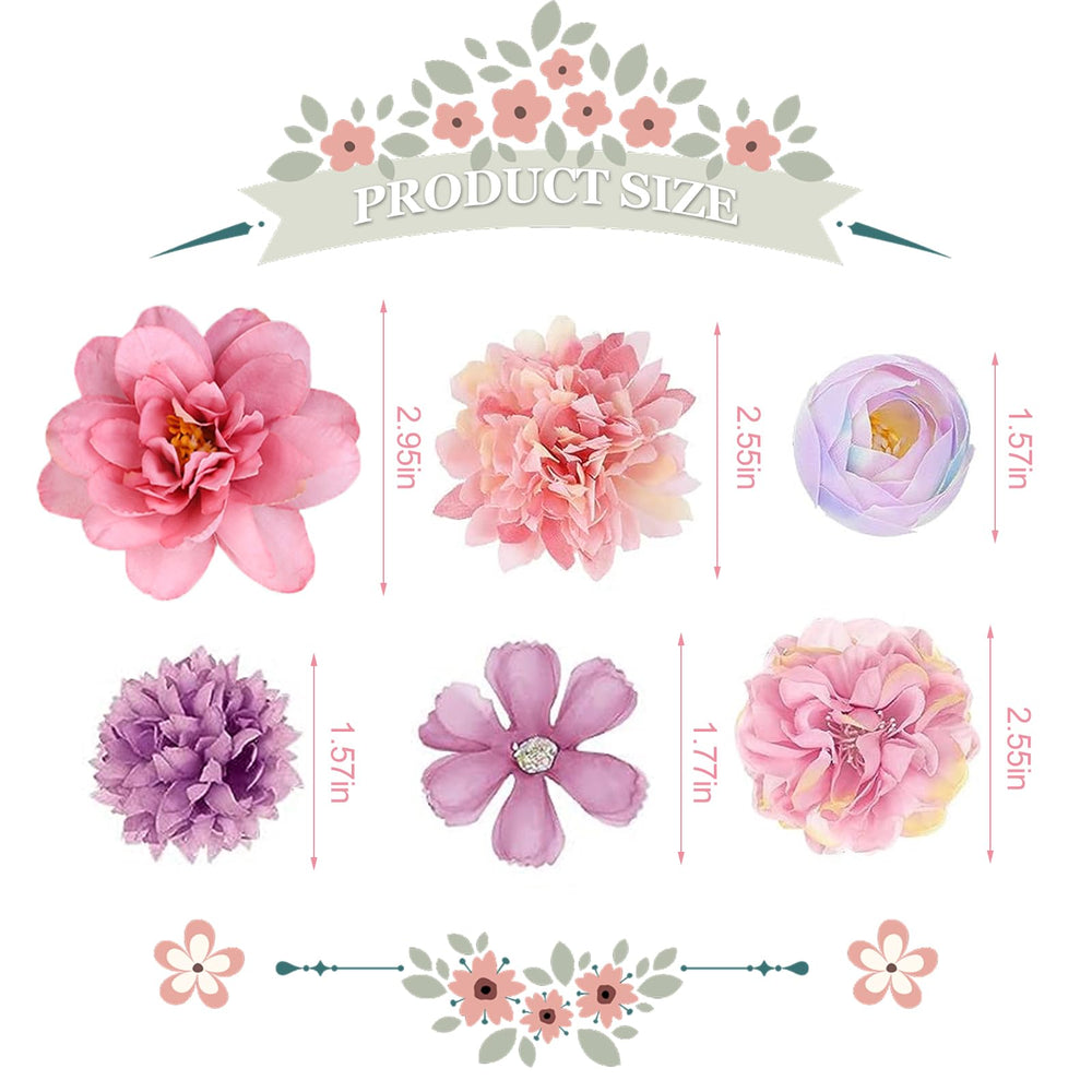 Harewu clip de flores de seda morado, estilo bohemio para peinados.