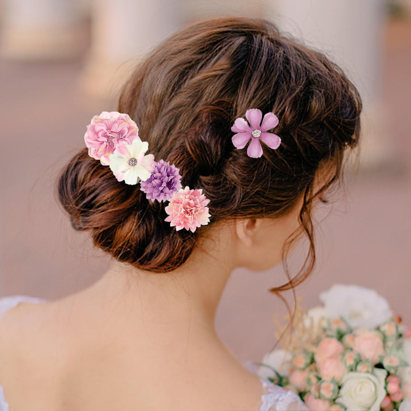 Harewu clip de flores de seda rosa, ideal para bodas y celebraciones.