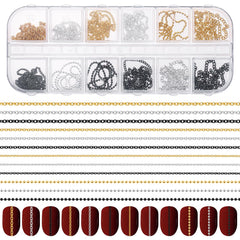 Hariendny cadenas para uñas dorado, ideal para decorar uñas con brillo duradero.