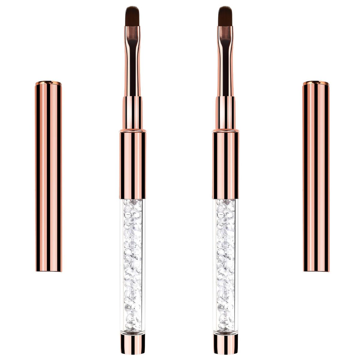 Hariendny oval nail brush with rose gold handle for precise gel art.