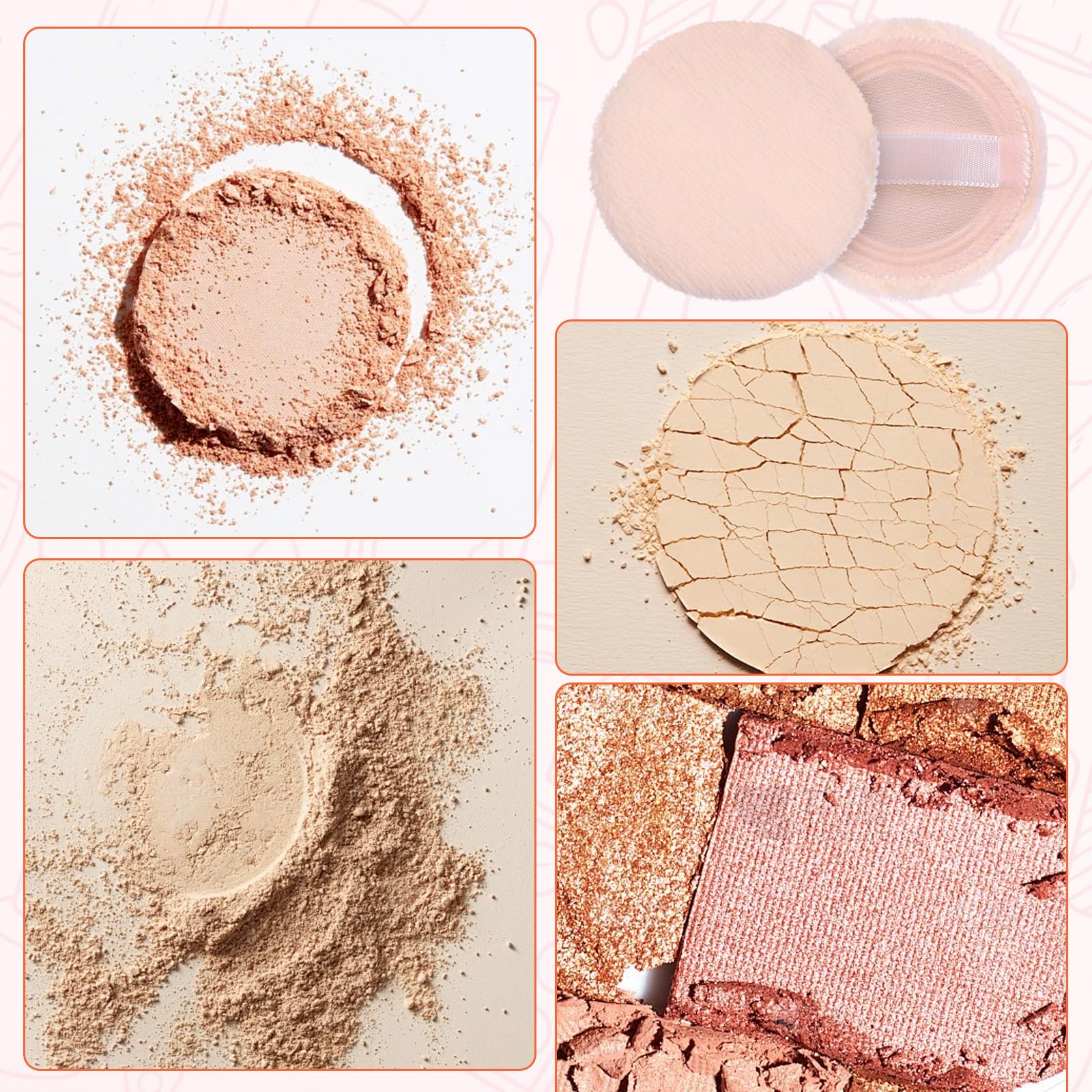 Hariendny round velour face powder pad fits 2.36 inch diameter for easy use.