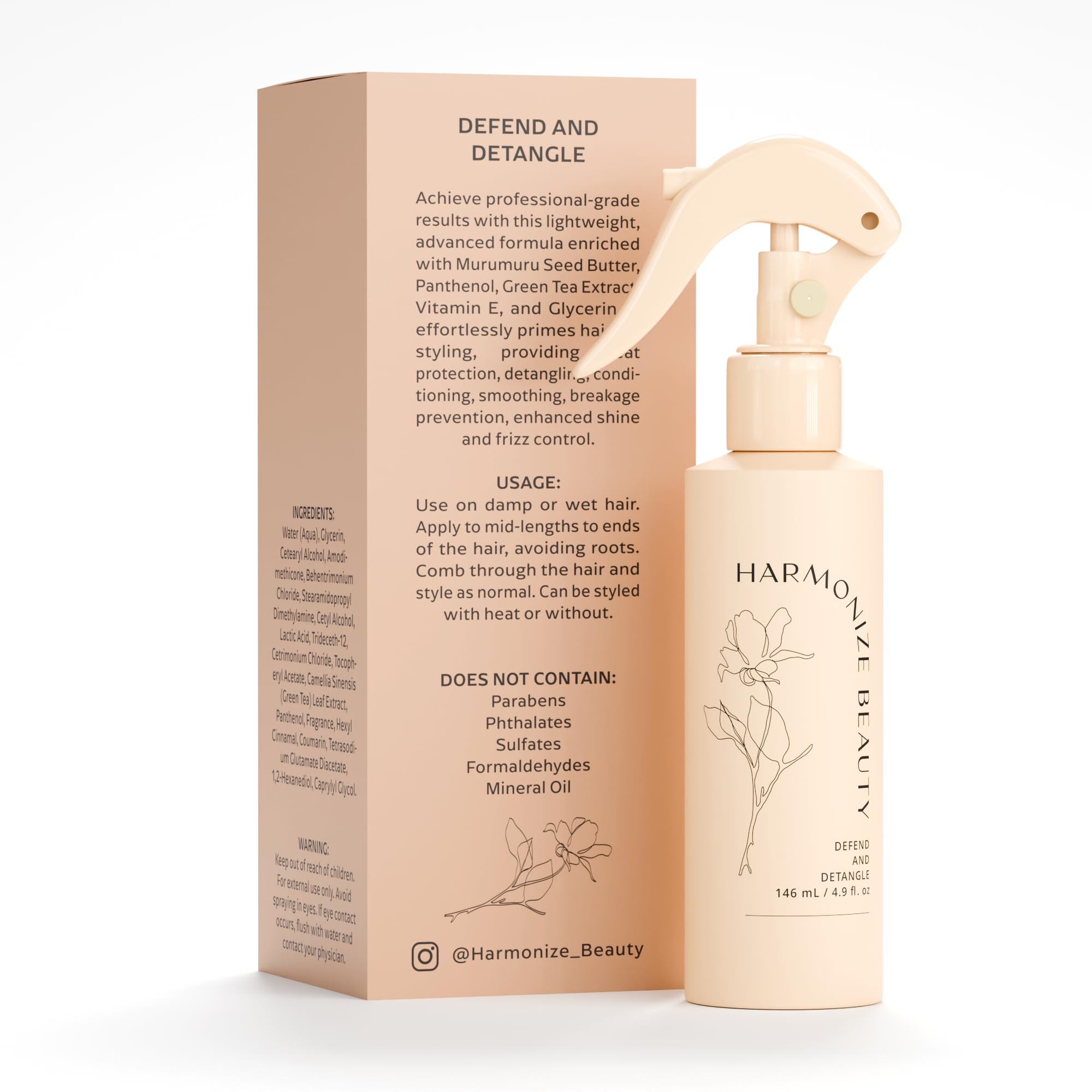 Label highlights sulfate-free formula and clean ingredients of Harmonize Beauty.