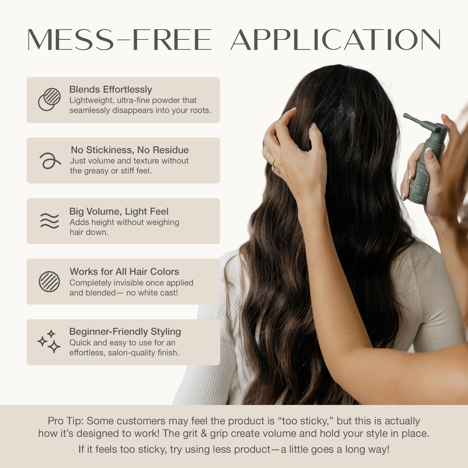 Harmonize Beauty Root Texture Powder delivers an oil-absorbing, residue-free finish.