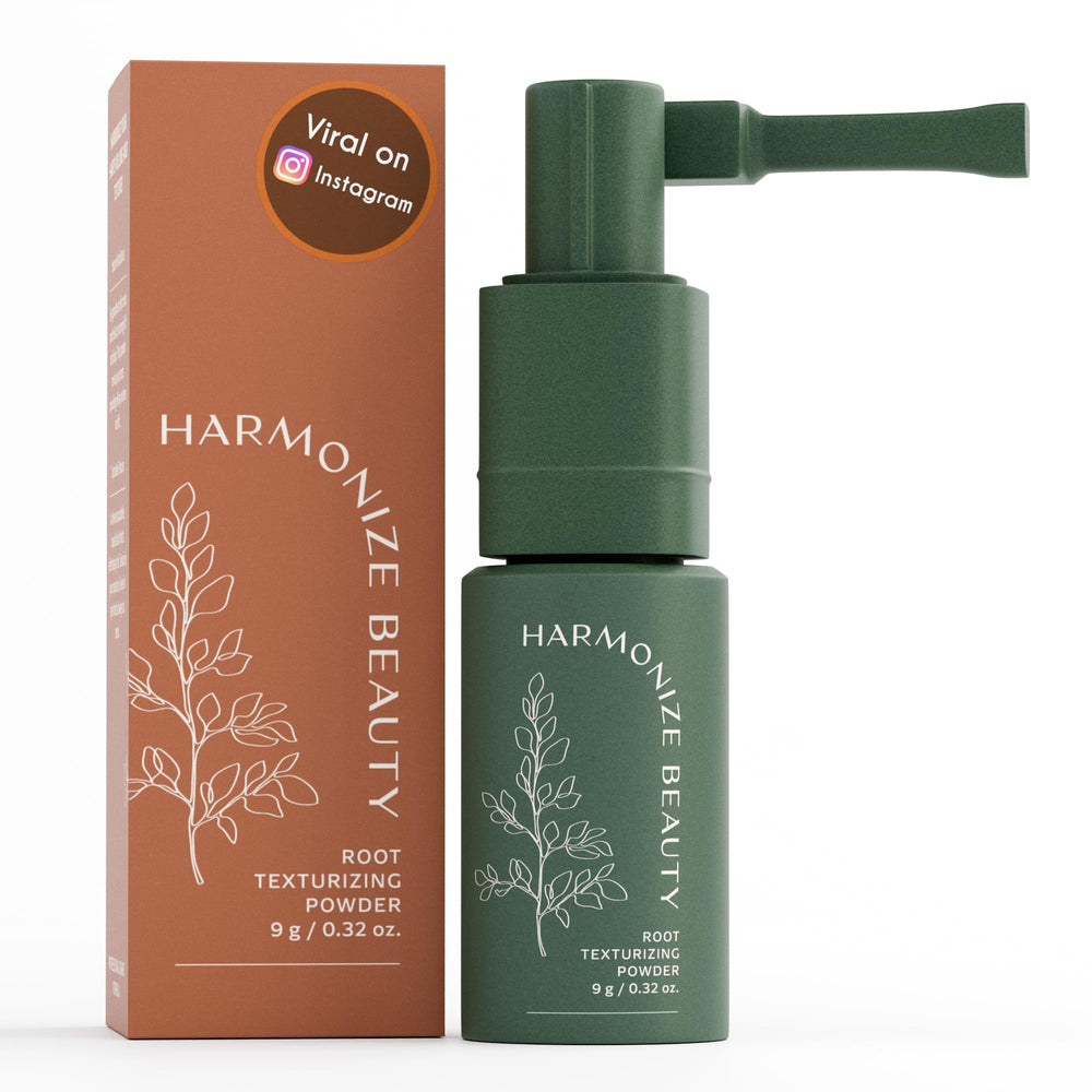 Harmonize Beauty Root Texture Powder lifts roots for lasting crown volume.