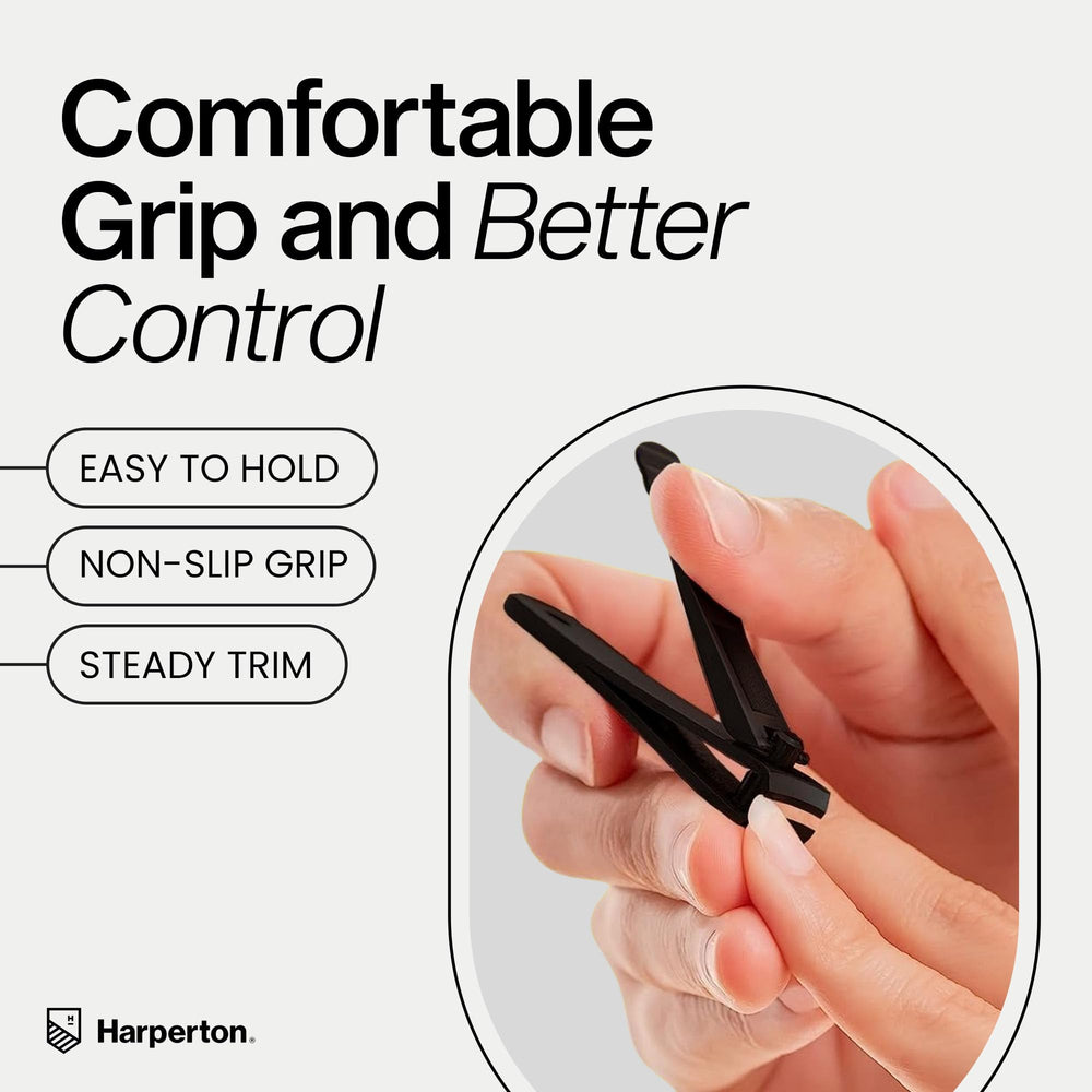 Harperton stainless steel clippers feature built in nail file for smoothing.