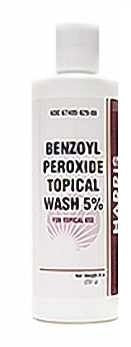 Harris Pharmaceuticals Benzoyl Peroxide 5% wash, frasco de 8 oz, ayuda a reducir bacterias del acné.