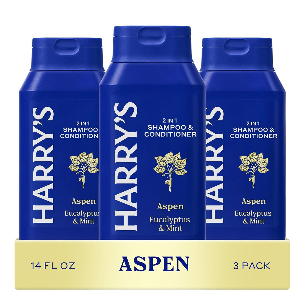 Harry's 2-in-1 Aspen bottle front shows convenient all-in-one care
