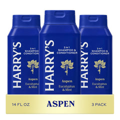 Harry's 2-in-1 Aspen bottle front shows convenient all-in-one care