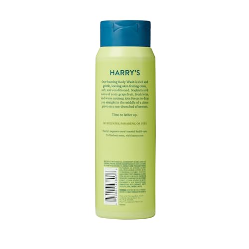 Harry's Grove body wash leaves skin soft after shower with a gentle formula.