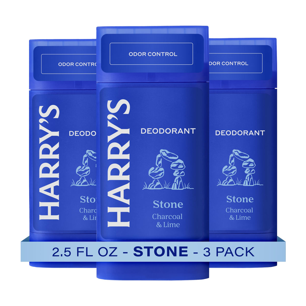 Harry's desodorante fragancia Piedra en empaque elegante, protección diaria.